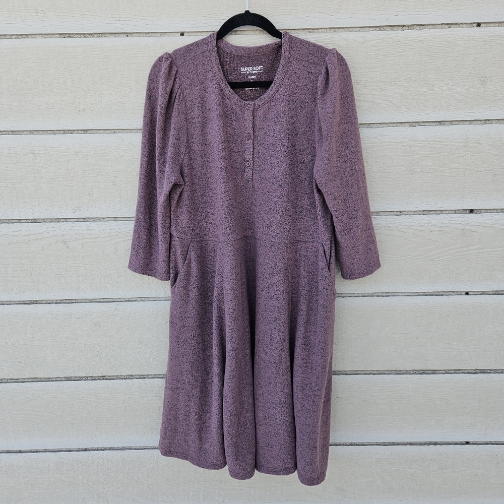 Torrid Mini Super Soft Plush Puff Sleeve Skater Dress light purple size 1X